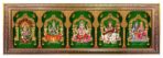 Custom 5 God Photo Frame featuring Lakshmi Narasimha, Lakshmi, Ganesha, Saraswati, and Shiva Parvathi in a premium gold ornate frame from Your Frame Art Gallery.