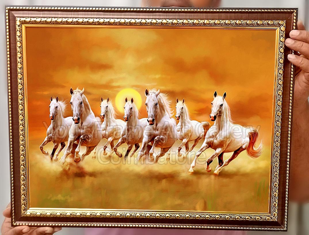 lucky-vstu-7-seven-horses-running-photo-Frame (2) Lucky 7 Running Horses Vastu Painting for Success & Growth - Image 1