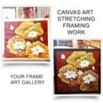 "Professional canvas stretching and black frame for a modern living room wall, handcrafted by [your frame art gallery] India."