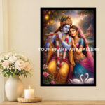 Radha Krishna digital painting frame with premium black border