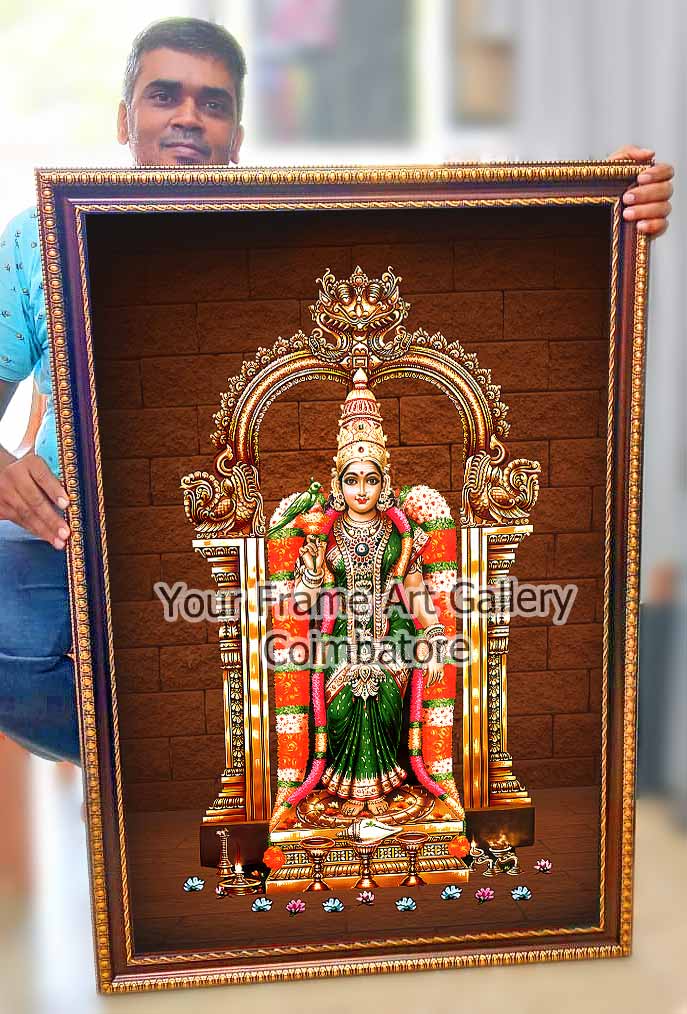 madurai -meenachi-god-photo-frame Divine Madurai Meenakshi Amman Photo Frame – puja room - Image 1